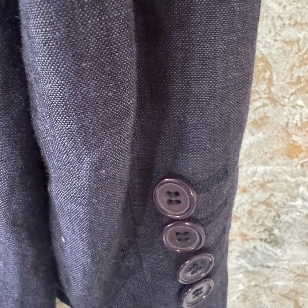 Denim Blue Linen Sport Coat Large Structured Shoulders